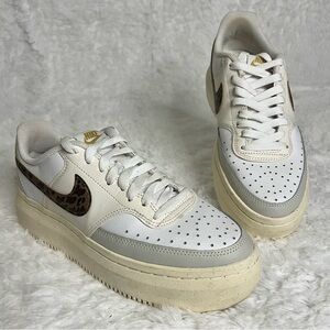 NIKE Women’s Court Vision Alta Leopard Sneakers 8.5 Street Basketball Casual